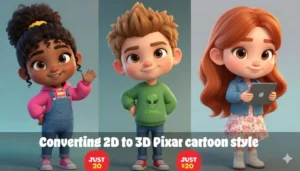 Cute fantasy 3D cartoon characters created with prompts