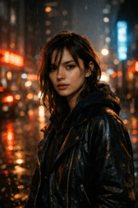 Cinematic urban portrait designed to look like a movie still from an urban scene