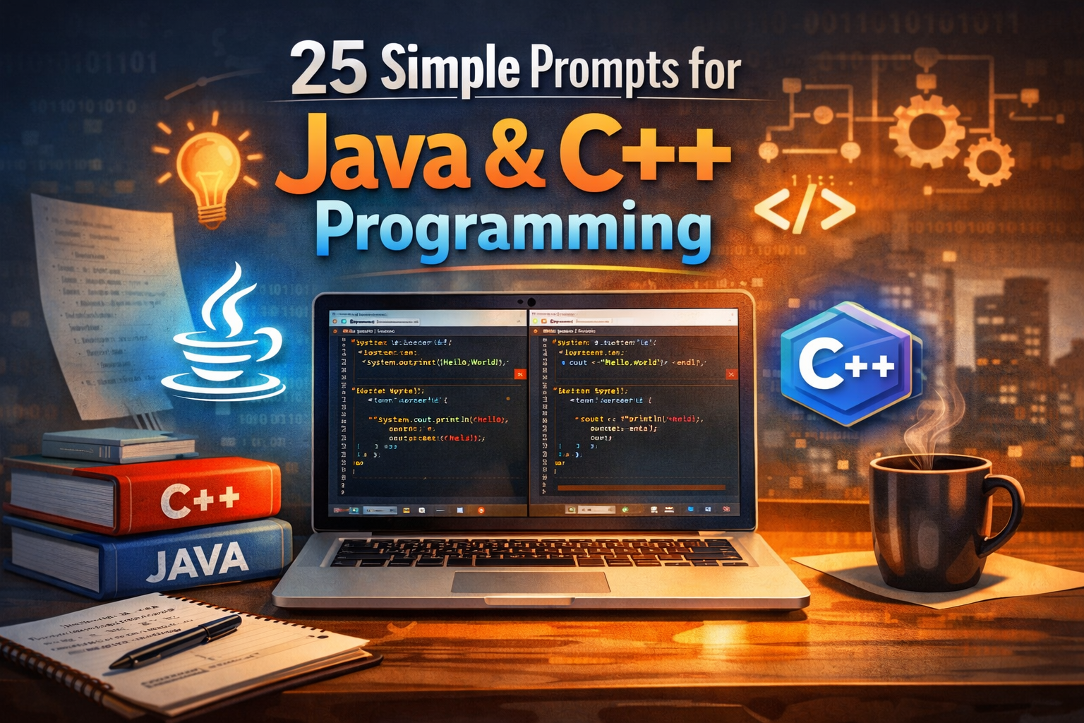 25 Simple Prompts for Java & C++ Programming