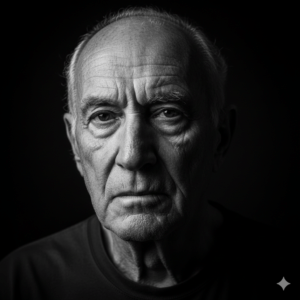 High-Contrast Black and White Portrait AI Prompt