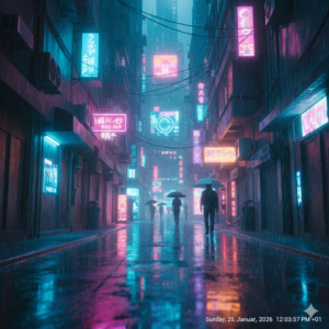 Neon Streets and Rainy Alleys