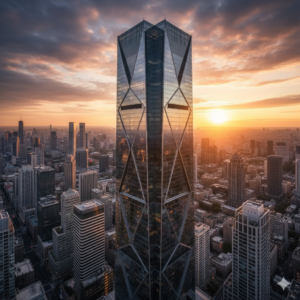 Ultra-modern skyscraper with glass and steel