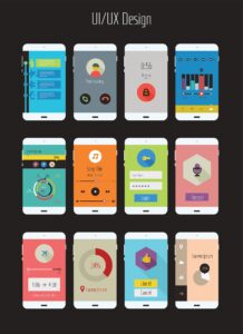 Minimal flat illustration of mobile app development strategy and planning