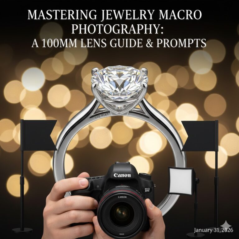 Jewelry macro photography prompt 100mm lens