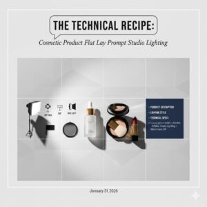 The Technical Recipe Cosmetic Product Flat Lay Prompt Studio Lighting