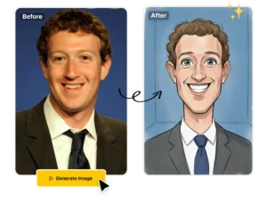 AI caricature prompt based on job showing a creative professional at work