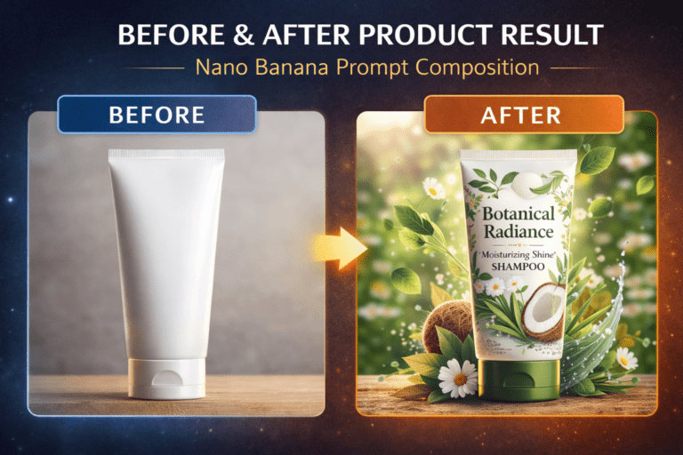 before and after product result prompt composition