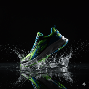 splashing through a thin layer of water