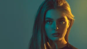 Elegant female beauty portrait with premium editorial color grading