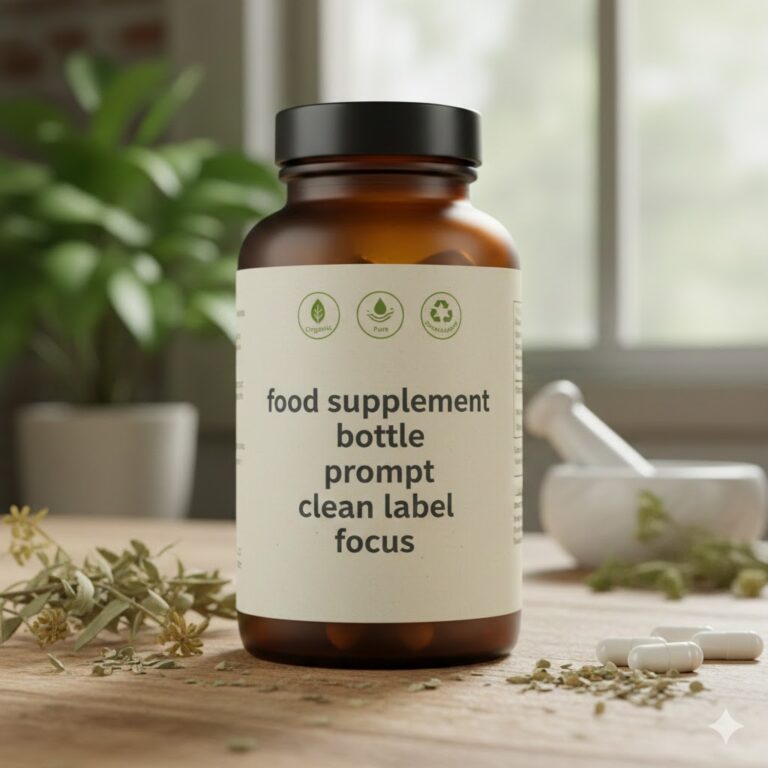 food supplement bottle prompt clean label focus