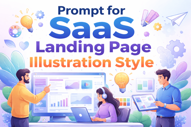 prompt for saas landing page illustration style