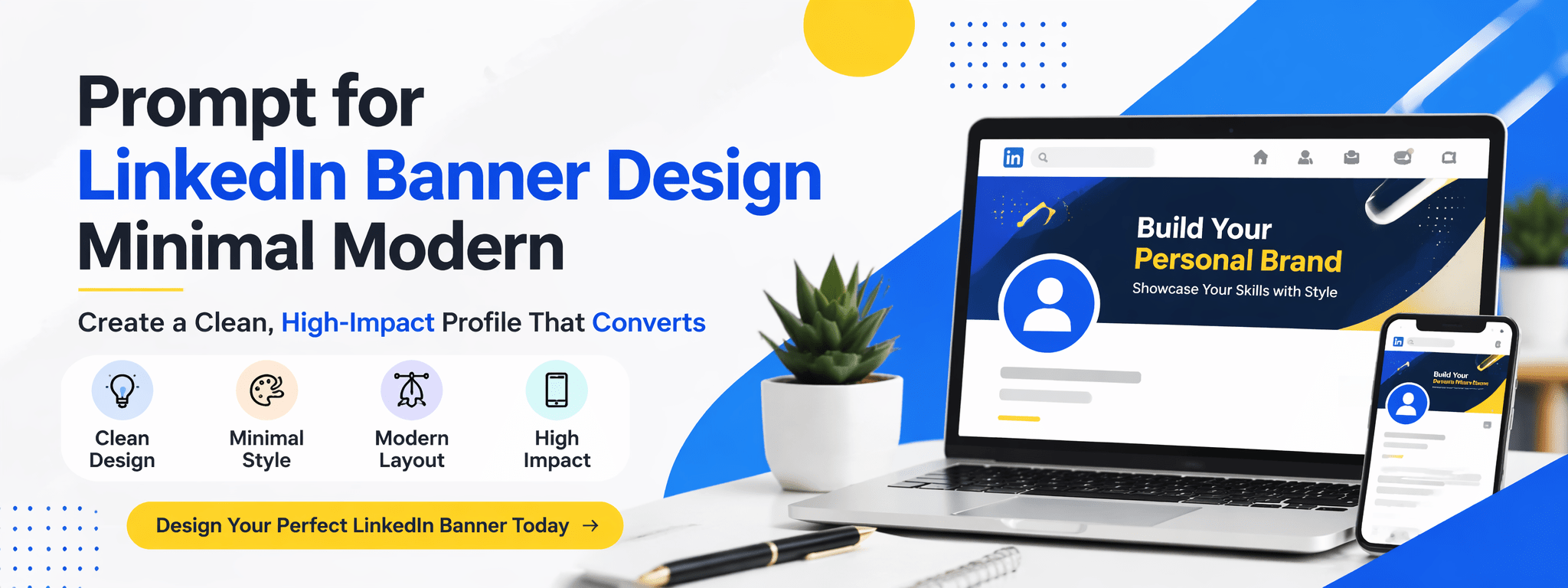 prompt for linkedin banner design minimal modern