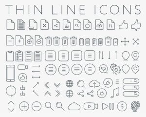 modern minimal line icons UI pack simple outline symbols with uniform spacing