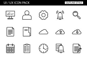 minimal outline icon collection geometric shapes clean and consistent icon style