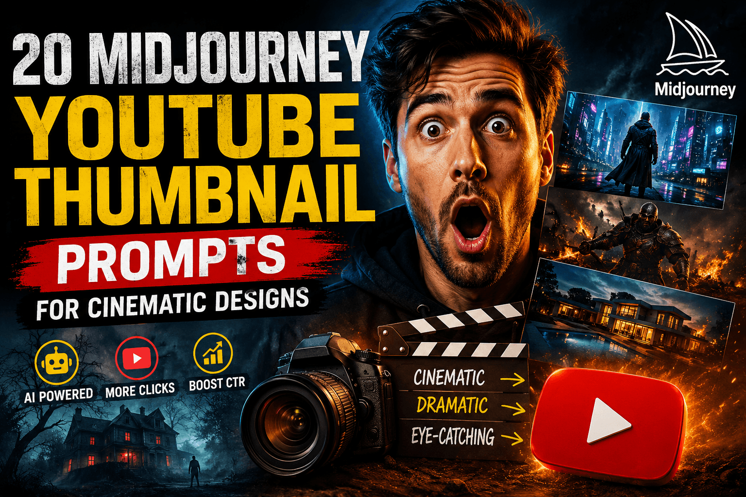 Midjourney YouTube thumbnail prompts